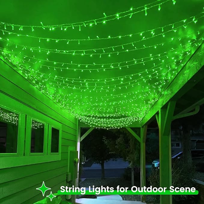 2 Pack Christmas String Lights Battery Operated with Timer, 66FT 200 LED Waterproof Twinkle Lights, 8 Modes Fairy Light for Indoor and Outdoor Bedroom Garland Tree Christmas Decorations (Green)