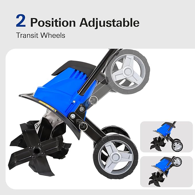 BILT HARD 14 10Amp Electric Garden Tiller | 4 Steel Tines Tiller Cultivator with Foldable Handle & Adjustable Wheels for Soil Cultivation, Weeding, Portable Gardening