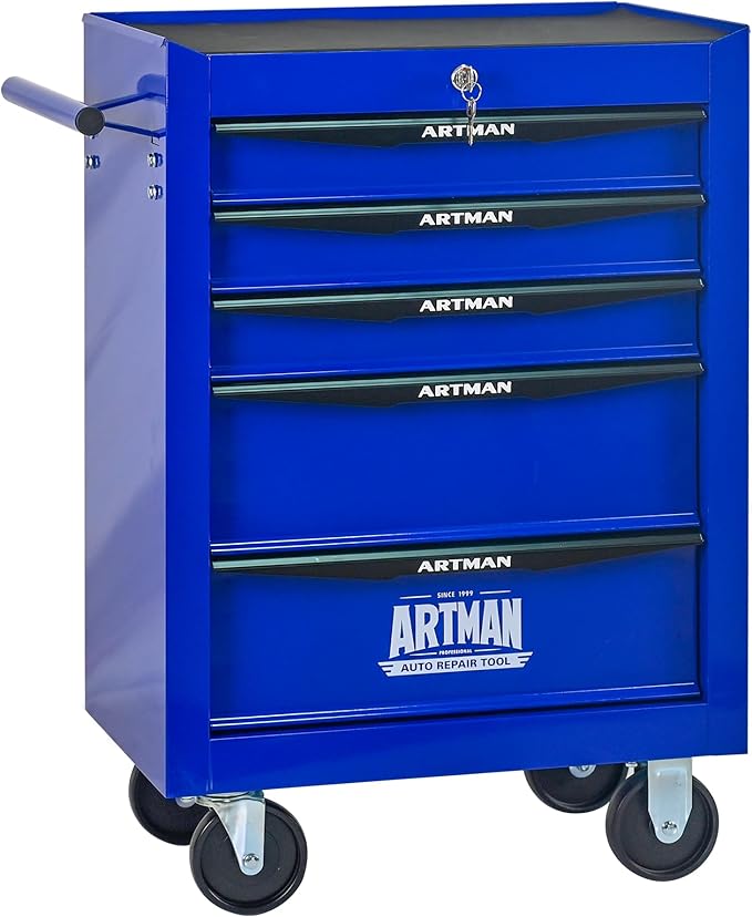 RYH 5 Drawers Rolling Tool Chest - 13 D x 20.9 W x 30.5 H Heavy Duty Mobile Tool Cart with Locking Wheels & Ball Bearing Drawers, Garage Tool Storage Cabinet (Blue, 5 Drawers)