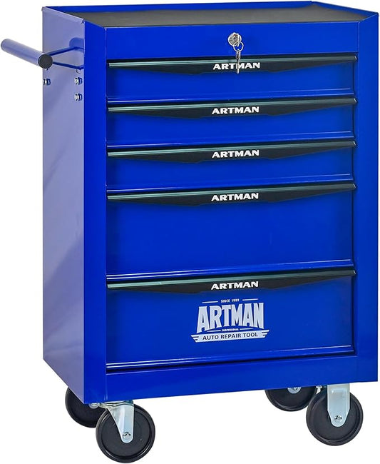 RYH 5 Drawers Rolling Tool Chest - 13 D x 20.9 W x 30.5 H Heavy Duty Mobile Tool Cart with Locking Wheels & Ball Bearing Drawers, Garage Tool Storage Cabinet (Blue, 5 Drawers)