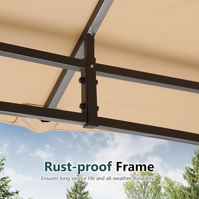 MASTERCANOPY Outdoor Garden Gazebo for Patios with Stable Steel Frame and Netting Walls (9x9,Beige)