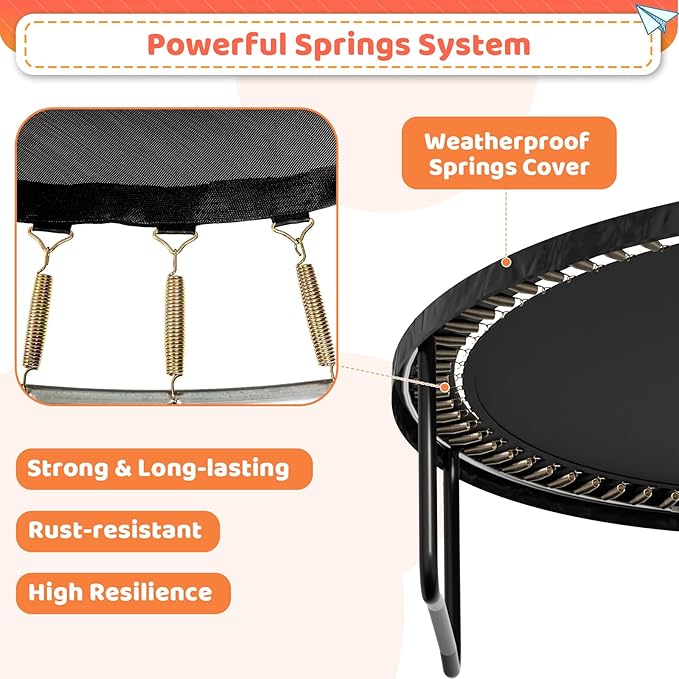 8FT 10FT 12FT 14FT 16FT Trampoline Outdoor, Trampolines for Kids & Adults, Pumpkin Trampolines with Safety Net, Ladder, Coating Metal Frame, ASTM Approved Large Backyard Trampoline for Kids