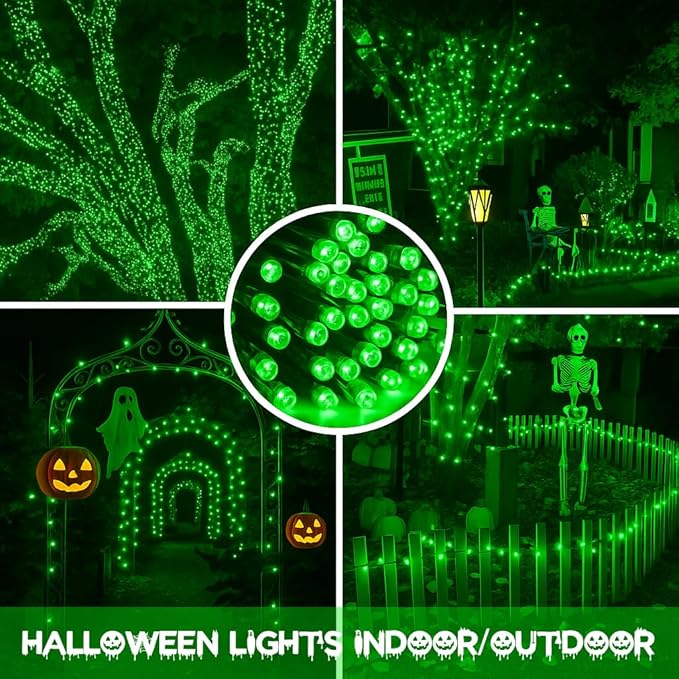 4 Pack 180FT Solar Christmas Lights Outdoor Waterproof, Super Bright 320 LED Solar String Lights with 8 Lighting Modes, Green Wire Solar Twinkle Fairy Lights for Outside Tree Xmas Party Garden(Green)