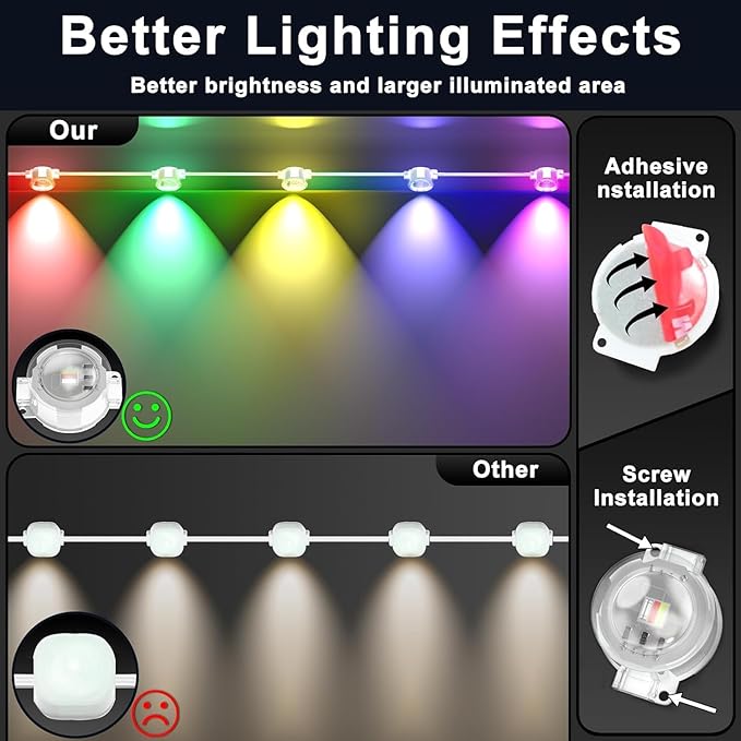 SINLEY Permanent Outdoor RGB Lights,Waterproof Smart LED Eaves Lights with App/Remote Control,for Christmas and All Holiday Decor,Daily and Accent Lighting,House Roof and Garden Lighting (100F)