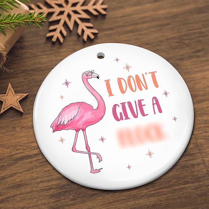 FLAGWIX Pink Flamingo, Funny Christmas Ornaments 2025 - Christmas Flamingo Gifts for Women, Friends, Family, Funny Flamingo Decor - Christmas Tree Decoration Ceramic Ornaments