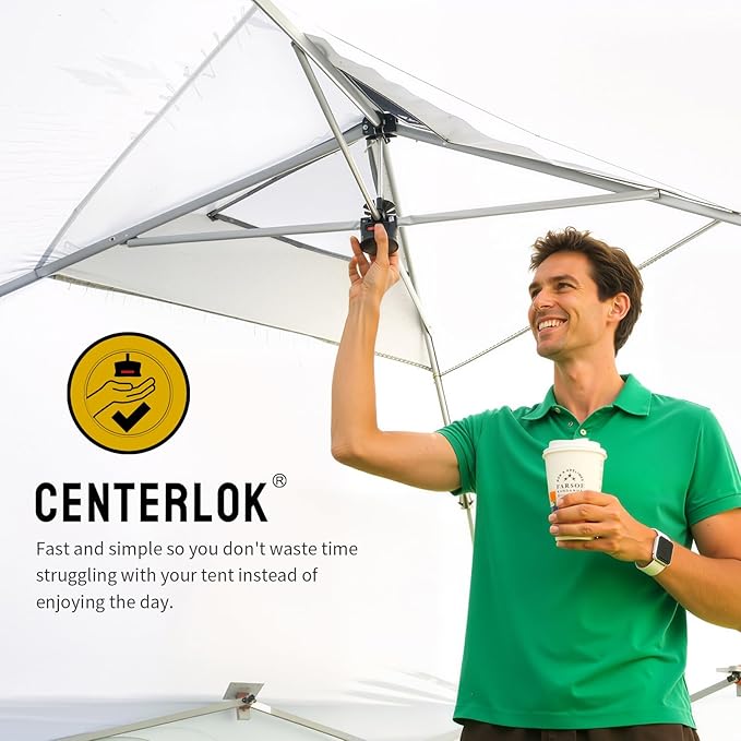 CROWN SHADES 10X10 Comercial Instant Canopy Pop Up Tent with Center Lock (10x10 with 4 Sidewalls, Beige)