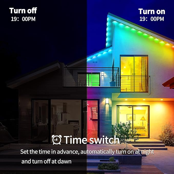 300ft Permanent Outdoor Lights,RGB Eave Lights,Music Sync IP67 Waterproof Outdoor Eave Light Lighting, can be Used for Garden,House,Party,Holiday Decoration（2 Rolls of 150ft