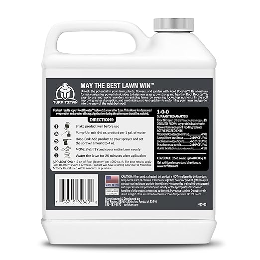 Turf Titan Root Booster ? Grass Probiotic & Garden Booster ? Natural Liquid Probiotic for Lawn Care ? Green Lawn Enhancer for Yard Maintenance ? Covers up to 8,000 Sq Ft