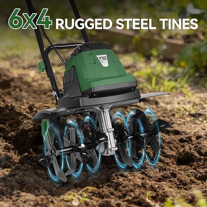 Prostormer Electric Tiller for Gardening, 18¡± Tilling Width & 9¡± Working Depth, 1800W 15A Corded Rototiller Cultivator with 24 Steel Tines for Soil Cultivation, Weeding and Lawn Care