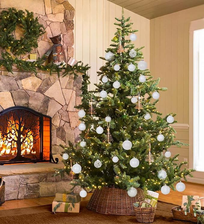 30PCS 2.36" Christmas Ball Ornaments Shatterproof Pearl White Christmas Tree Decorations Xmas Tree Balls Halloween Ornaments Décor