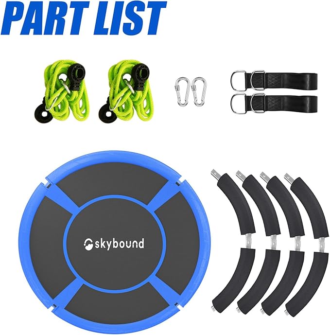 43 Tree Swing 600LB Weight Capacity with Hanging Carabiners, Waterproof Flying Saucer Swing for Kids Adults, Durable Outdoor Disc Swing for Backyard, Camping (Blue)