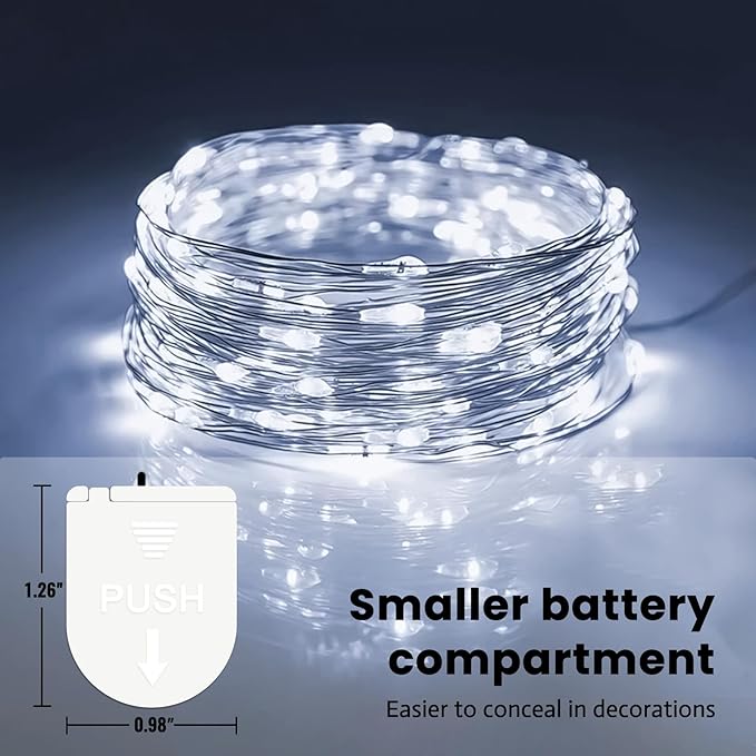 ZSJWL 30 Pack White Fairy Lights Battery Operated,7Ft 20LED Mini String Light, Waterproof Twinkle Light Silver Copper Wire Lights for Wedding Party Bedroom Christmas Table Decoration