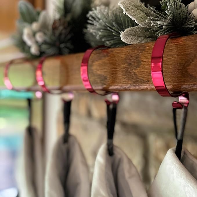 Haute Decor The Original MantleClip Stocking Holder - 4 Pack (Magenta Rose) - Hang Christmas Stockings Safely and Securely