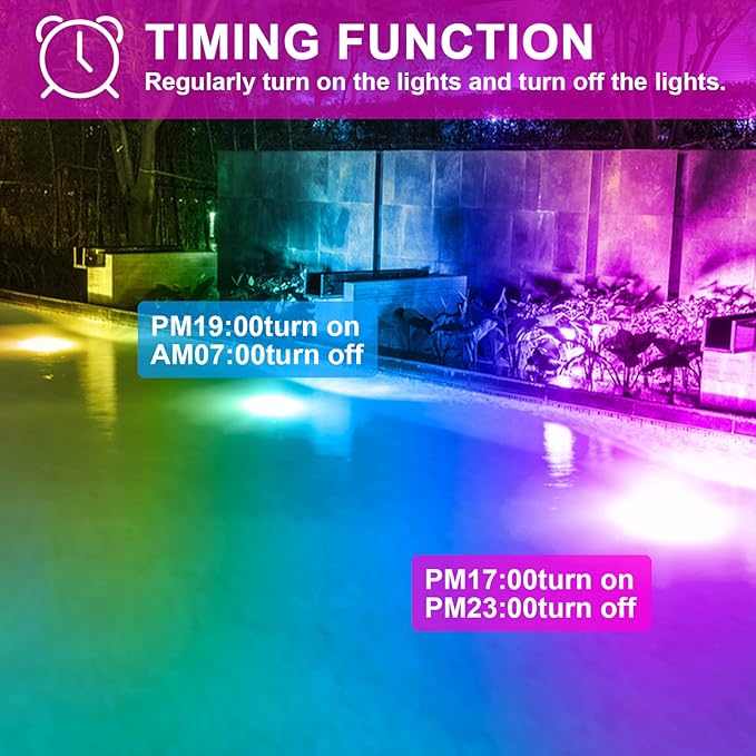 LED Flood Light Outdoor 500W Equivalent Color Changing Landscape Lighting, 24H Timing+120 Colors Strobe+2700K Warm White+DIY Flash IP66 Waterproof Up Stage House RGB Led Light Indoor US 3-Plug 6Pack