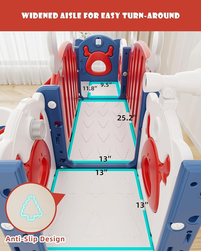 XJD 13 in 1 Toddler Slide Set, Kids Slide for Toddlers Age 1+, New Upgrade with Golf Set, Basketball Hoop, Drawing Board for Indoor Outdoor Playset, Birthday Gifts for Toddler (Blue Red)
