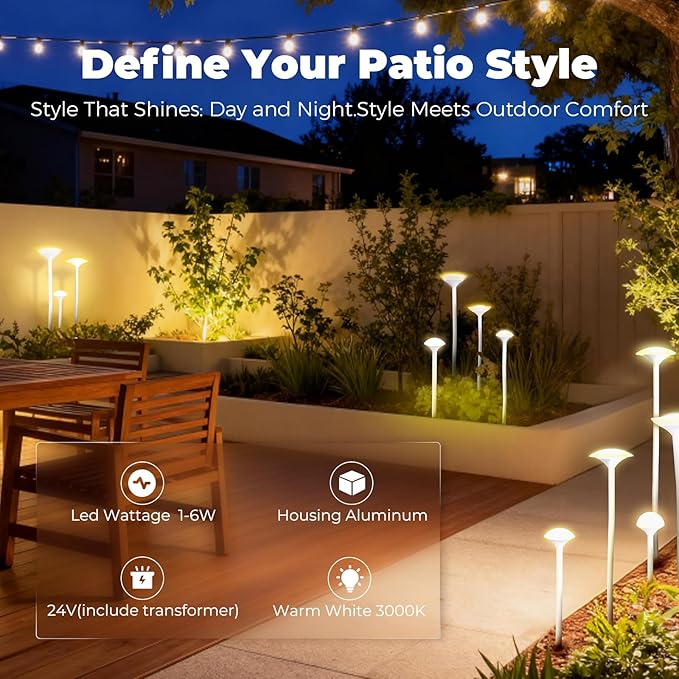Gardencoin Outdoor Garden Decorations Light, Unique LED Landscape Lighting Decor Waterproof, Mushroom Light Wired with Transformer for Yard, Patio, Lawn, Path, Set of 8