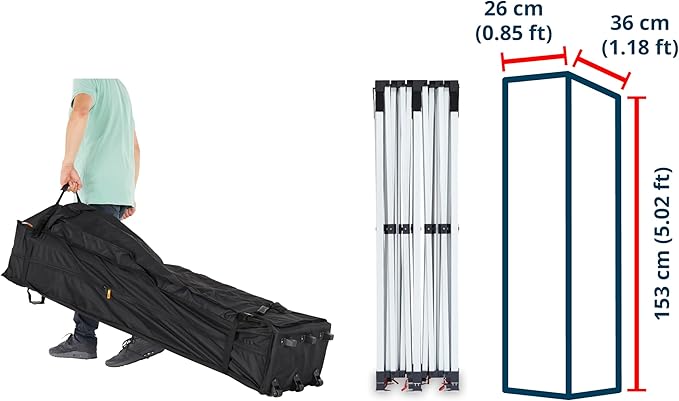 TOOLPORT 10x15 ft PES 800 Pop up canopy PROFESSIONAL Aluminium 1.6 in., Dark Gray
