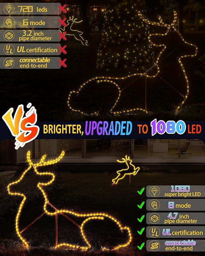 Coroor 100ft 1080 LED Rope Lights Christmas Outdoor Waterproof, Flexible Connectable Tube Lights with 8 Modes, String Lights Decorative Lighting for Garden Patio Tree Bedroom Xmas Decor(Warm White)