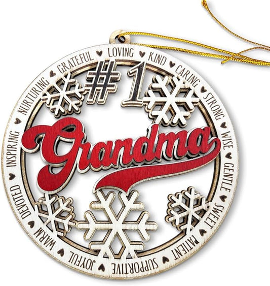 #1 Grandpa Christmas Ornament – Wooden Christmas Tree Hanging Decoration – Best Grandpa Gift, Rustic Holiday Ornament, Stocking Stuffer for Grandfather, Family Keepsake