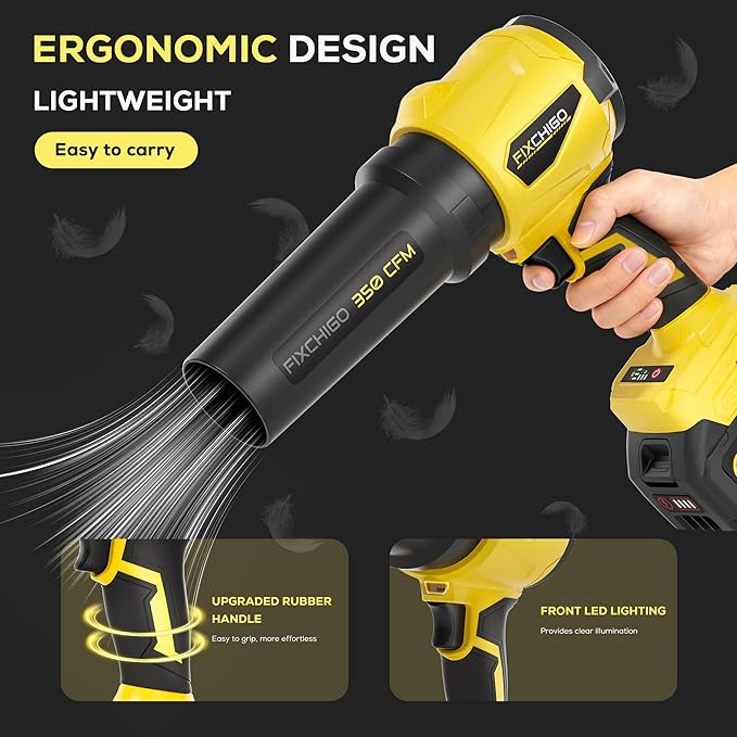 Cordless Leaf Blower, Brushless Dust Cleaner with 1 x 4.0Ah Batteries,3 Speed Modes,Handheld Leaf Blower for Lawn, Garage, Snow, Patio(Yellow)