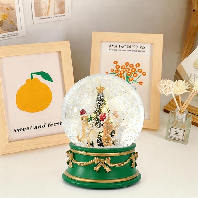 Snow Globe Dogs Party/Christmas Tree Snowglobe with LED Birthday Party Decorations Creative Collectibles (GPY6430-120MM)