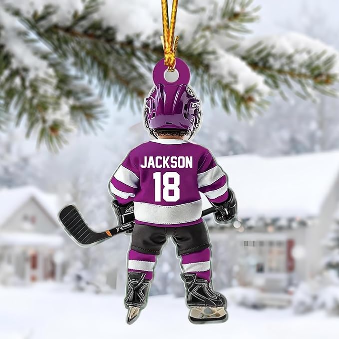 Custom Hockey Player Christmas Ornament 2025, Personalized Ice Hockey Players Ornaments, Custom Name and Number, Sport Lovers Gifts, Christmas Tree Decoration 2