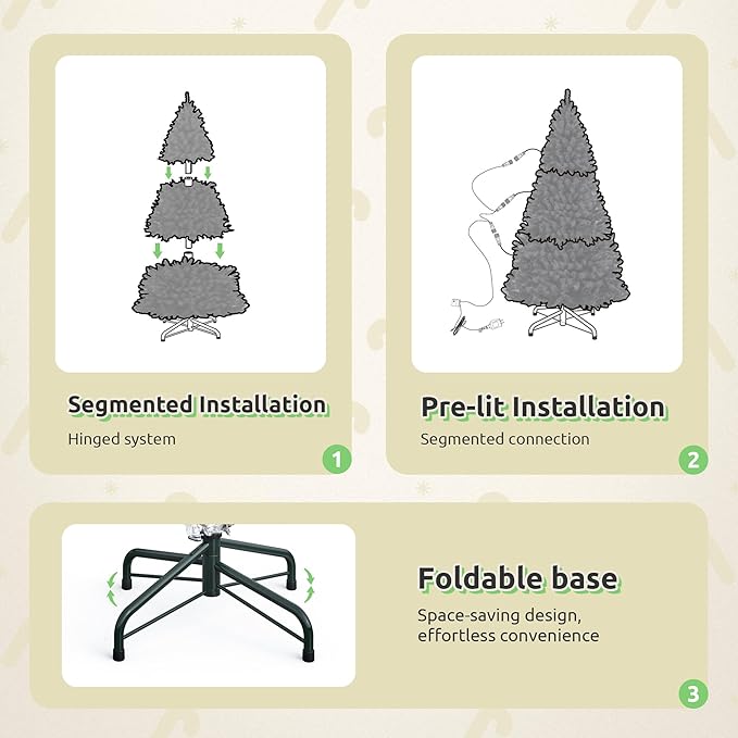 GOOBED 6FT Prelit Flocked Christmas Tree with Remote, Layered Hinged Flocked Christmas Tree w/ 1338 PE & PVC Mixed Tips, 270 Warm-White & Color Changing Lights w/Removable Bulbs,11 Modes