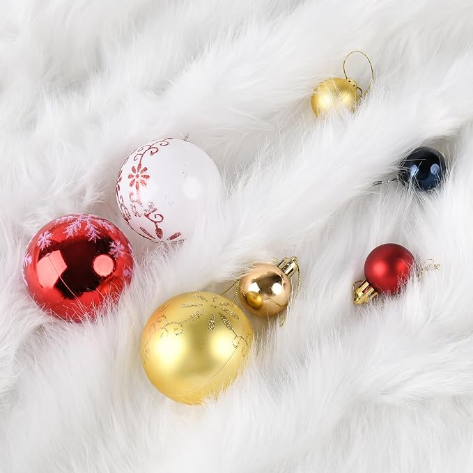 Christmas Tree Skirt 60 Inch, Faux Fur Tree Skirt for Christmas Decorations