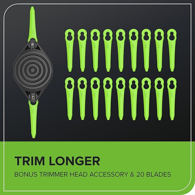 Greenworks 24V 12 Cordless String Trimmer/Edger with 20 Replacement Blades, Battery and Charger Not Included