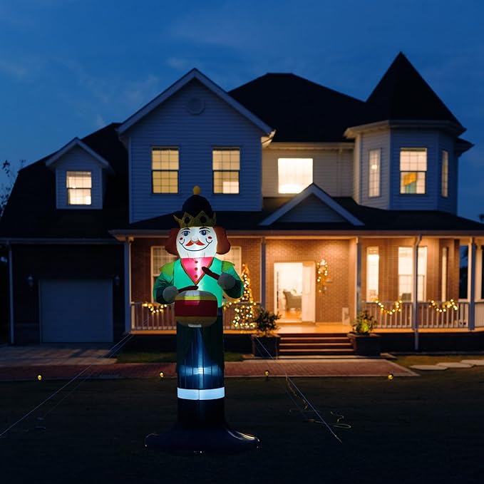 8FT Christmas Inflatable Nutcracker Soldier Outdoor Decorations, Xmas Blow up Yard Decorations,Santa Soldier with Lights for Indoor Outdoor Patio Garden Xmas Decor