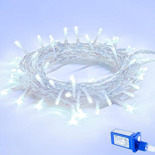 200LED 60FT White LED Christmas Tree String Lights Outdoor Waterproof Twinkle Lights for Bedroom with 8 Modes Memory Function & Timer Plug in Xmas for House Holiday Indoor Decorations