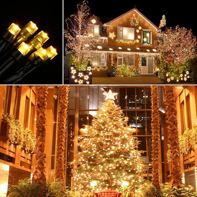 Toodour Christmas Lights Outdoor, 131ft 350 LED String Lights, Timer, Waterproof 8 Modes Outdoor Christmas String Light - Twinkle Light for Tree Home Garden Yard Wedding Party Xmas Decor(Warm White)