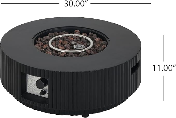 Merax 40,000 BTU Propane Fire Pit Table with Lid, MGO Concrete Outdoor Patio Heater, 2-in-1 Coffee Table with Adjustable Flame, Matte Black(Tank Cover Not Provided)