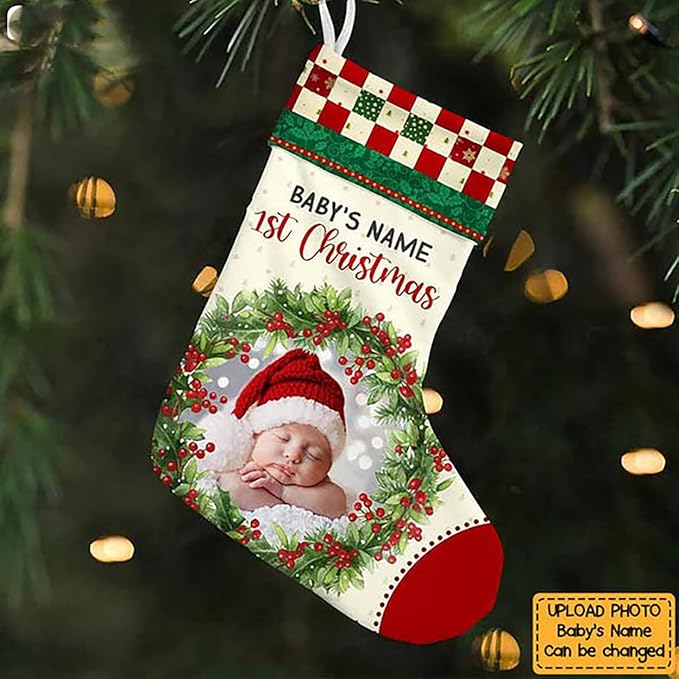 LOVELYPOD Christmas Stockings Personalized with Name, 19" Christmas Stocking Baby First Christmas Stocking 2023, Xmas Stocking Holiday Christmas Decoration Gifts for Family Kids