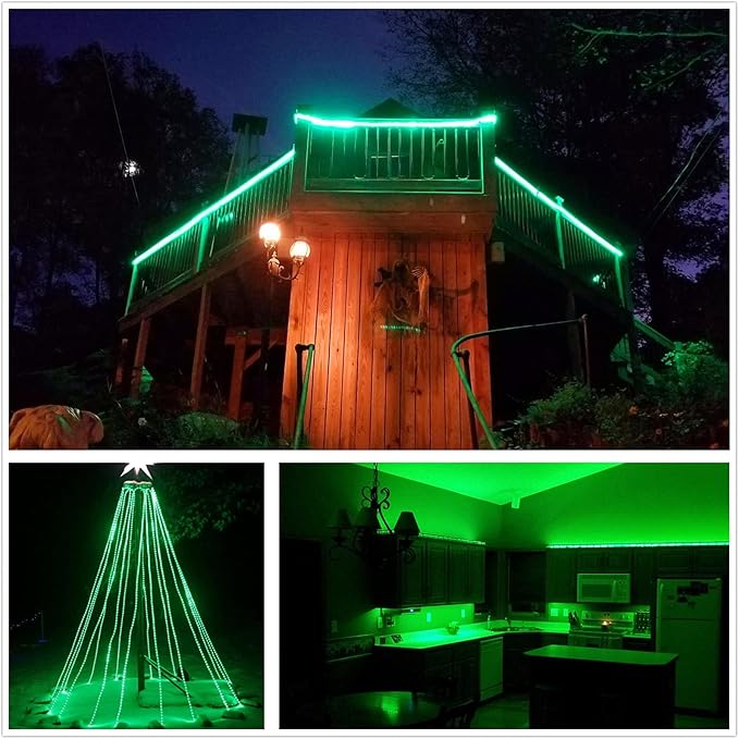 Green LED Rope Light, 20Ft LED Strip Lights Outdoor Waterproof Decorative Lighting for Indoor/Outdoor Decorations, Deck, Patio, Party and Bedroom Decorations