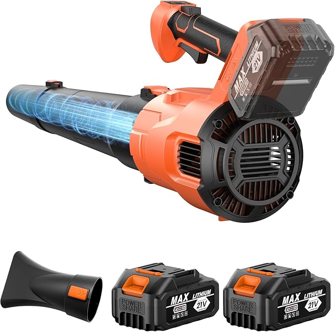 Cordless-Leaf-Blower-Portable dust Cleaner Handheld-Turbo-Jet blower-650CFM/650000PRM Electric Leaf Blower with 2 X 4.0Ah Batteries and Charger, 3 Speed Modes, Brushless Motor for Patio Cleaning Lawn