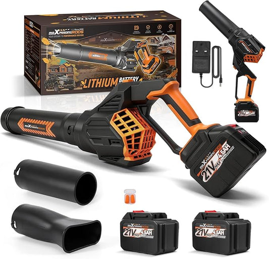 maXpeedingrods Leaf Blower Cordless, 650CFM Electric Leaf Blower with 2 x 4.5Ah Batteries & Fast Charger, 180¡Æ Deformation Blower, Lightweight Leaf Blower for Lawn Care, Garden, Patio & Outdoor Clean