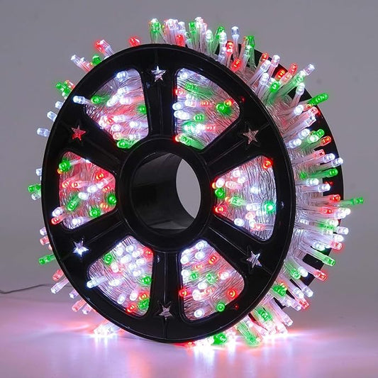 JMEXSUSS 600 LED Christmas String Lights Outdoor, Red White and Green Lights Clear Wire, Christmas Twinkle String Lights Plug in for Tree Christmas Decorations