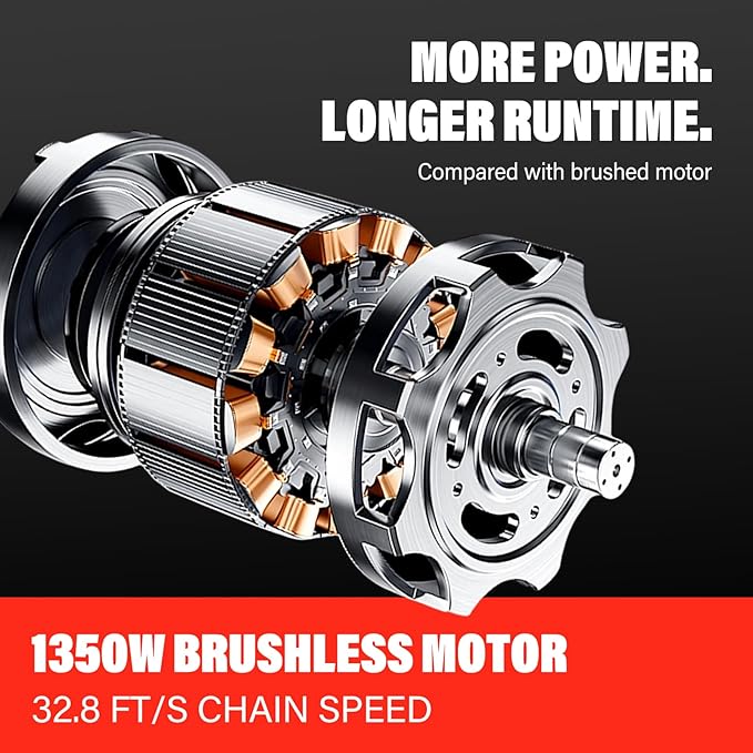 ALSO GO 16" Brushless Battery Chainsaw, 42V Coredless Chain saw with 2x3.0Ah Batteries, Electric Power Chainsaw includes 3 Chains and 2 Chargers for Wood/Tree Cutting and Pruning