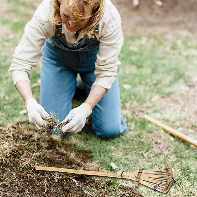 BESPORTBLE Bamboo Garden Rake: Small Yard Rake for Sandboxes and Landscaping Outdoor Durable Eco-Friendly Tool 19.7 Inch