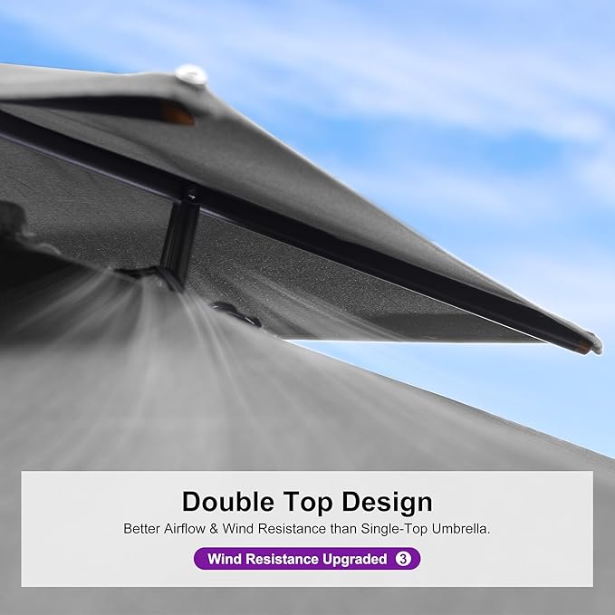 PURPLE LEAF 10 FT Cantilever Umbrella Outdoor Patio Umbrella, Large Offset Square Umbrella, Windproof Heavy Duty Hanging Outside for Patio, Mist Grey