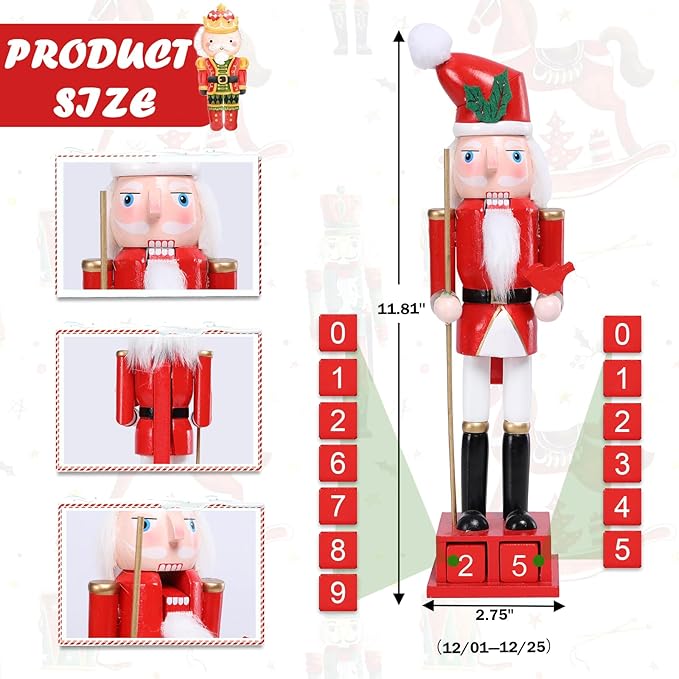 Christmas Nutcracker Decorations Nutcracker Figure 12 Inch Wooden Nutcrackers Cardinal Nutcracker Soldier for Table Desktop Home Christmas Decor Xmas Indoor Decor Cardinal