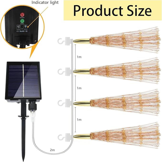 4 Pack 800 LED Solar Starburst Sphere Lights,Firework Light Remote Control Timer 8 Modes Dimmable, Waterproof Hanging Sparkly Fairy Light for Patio Party Tent Halloween Christmas Decor (Warm White)