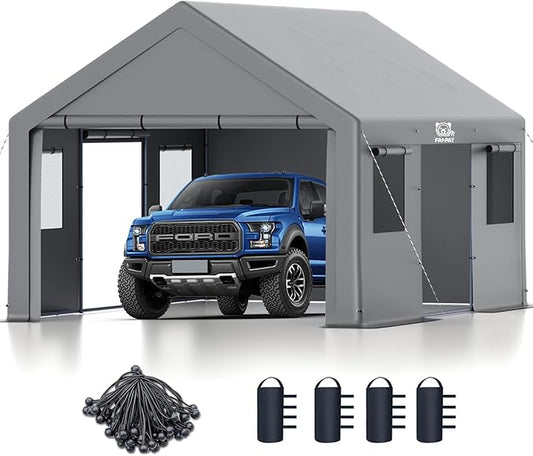 13x20 ft Heavy Duty Carport, Waterproof & UV Protected Carport with Reinforced Steel Frame, All-Weather Outdoor Shelter for Cars, Trucks, Vans, RVs, and Workshops