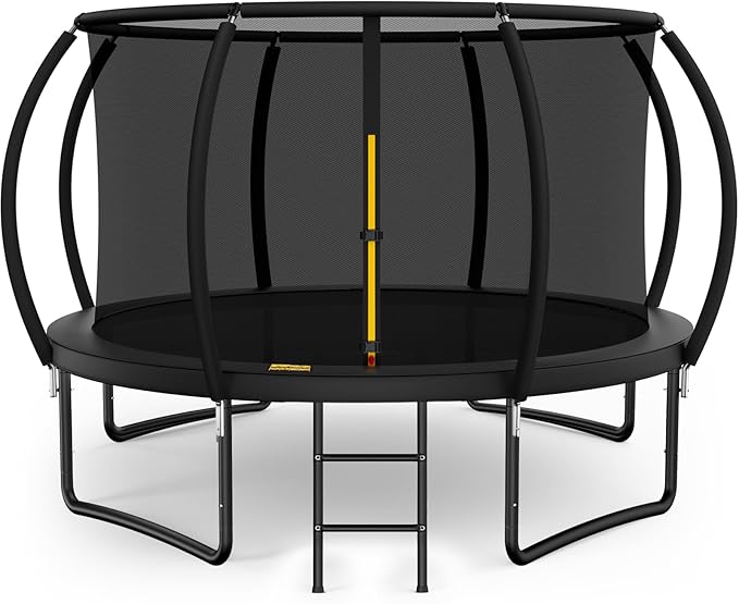 10FT 12FT 14FT 15FT 16FT Outdoor Trampoline with Enclosure Net, Heavy Duty Yard Trampolines, ASTM Approval Recreational Trampolines for Kids and Adults
