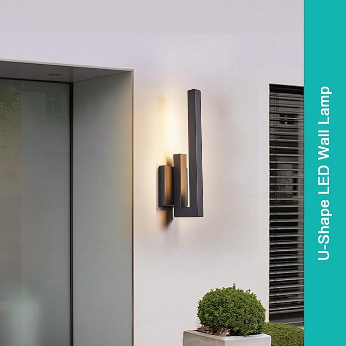 15" Ht Modern Minimalist Linear Outdoor Wall Light,3000K 13W Integrated LED,Textured Black Anti-Rust Metal,Wet Rated for Exterior House, Porch & Patio,Garage,Yard Front Door,Garden.