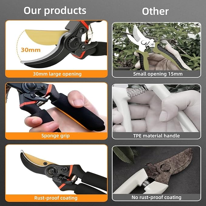 ultra-sharp garden shears, manganese steel blade, twice the result with half the effort, classic craftsmanship, integrated, long-lasting use - light flower branch pruning tool