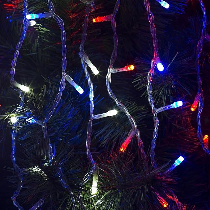 kemooie 4th of July Decorations Lights, 500 LED Red White and Blue Lights, 164FT 8 Twinkle Modes Plug in Waterproof for Outdoor Patio Balcony Garden Christmas 4th of July Decorations