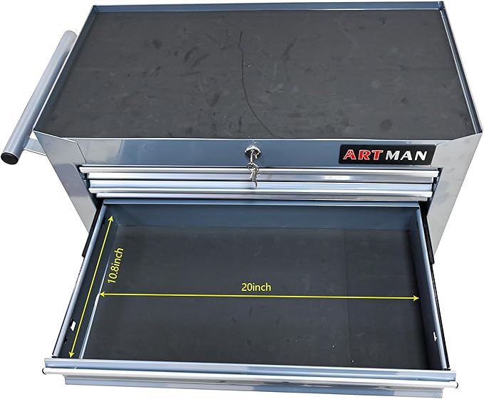 RYH 7 Drawers Rolling Tool Chest & Tool Box on Wheels | Heavy Duty Metal Cart with Ball Bearing Drawers | Fits US General Tool Box for Garage Storage (Silver, 7 Drawers£¨29.9 H ¡¿ 24.2 W ¡¿ 12.9 D)