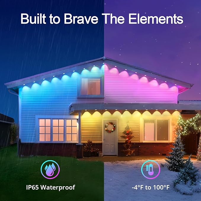 wowlite Permanent Outdoor Lights 100FT, RGBIC Smart Eave Lights with 72 LEDs, IP67 Waterproof, 110+ Scene Modes for House, Daily & Holiday Decorations, Christmas, Works with Alexa & Google
